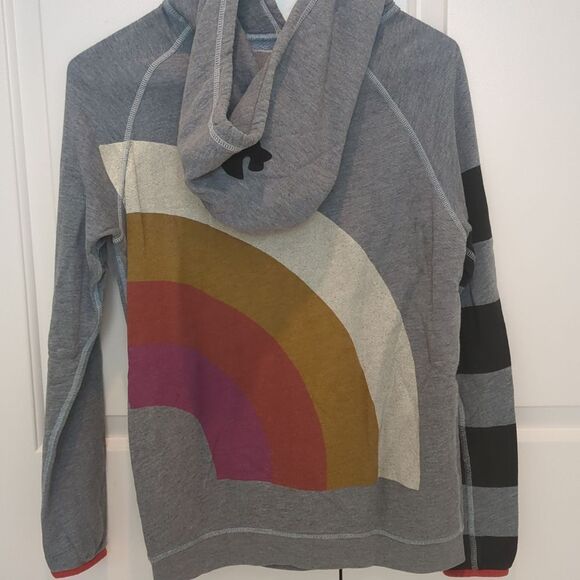 FreeCity Rainbow Jump Hoodie Pullover Sweatshirt Life Nature Love Blue/Gray 0 XS - Picture 4 of 12